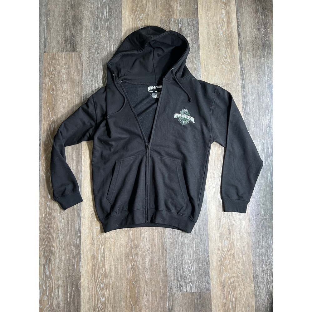 Howl-O-Scream Zip Up Hoodie Unisex Medium Black‎ SeaWorld Orlando Graphic